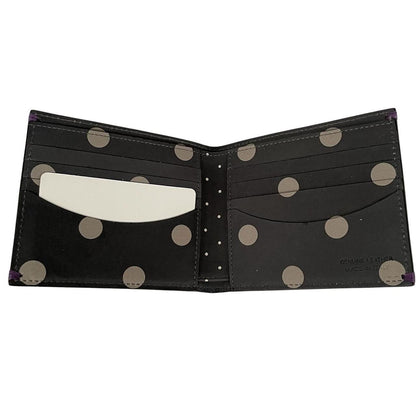 Paul Smith grey leather bifold wallet with polka dot pattern and embossed logo.