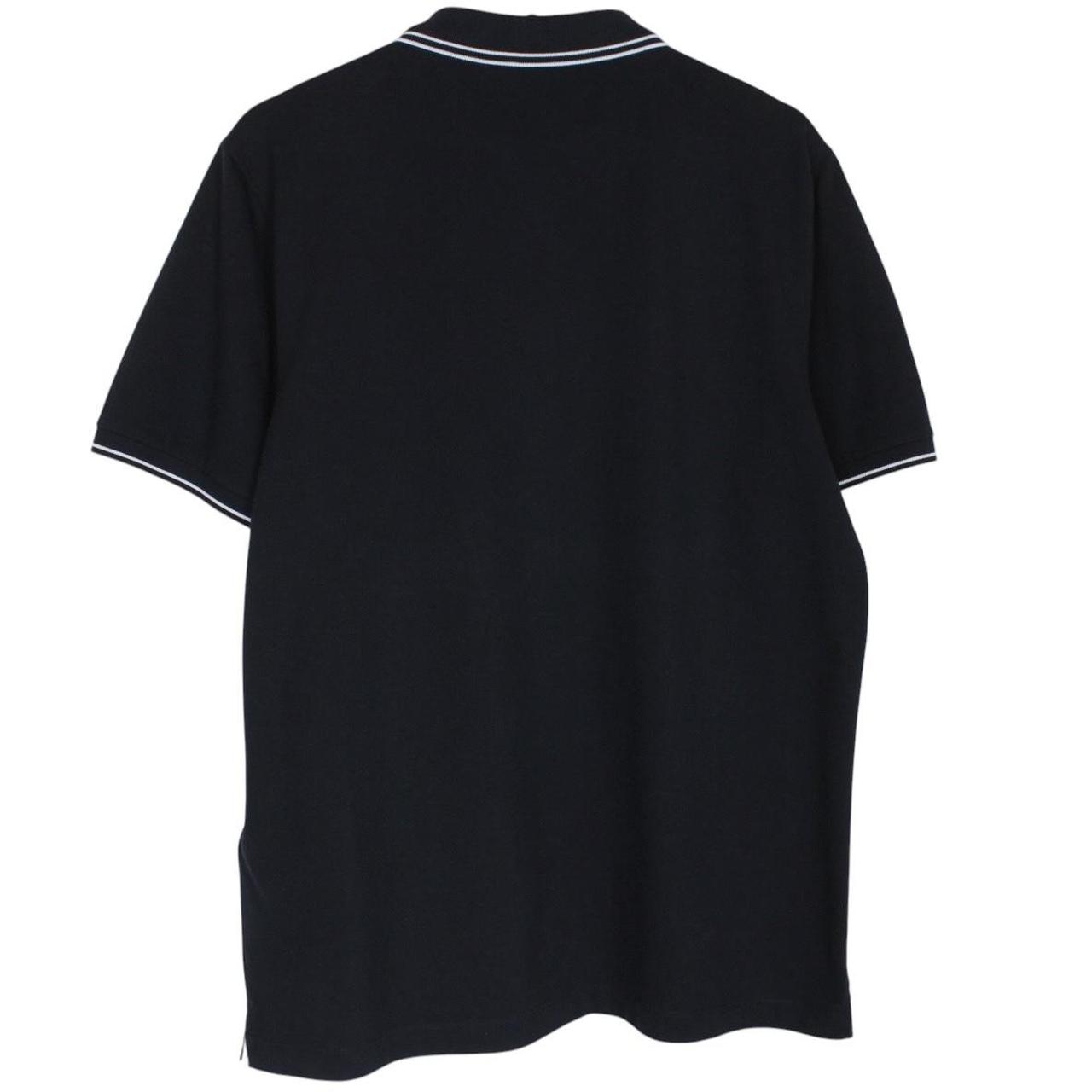 Stone Island navy blue short sleeve polo shirt with compass logo and cotton material.