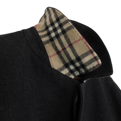 Vintage Burberry London Dark Grey Nova Check Cashmere Wool Blend Coat