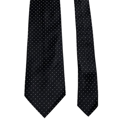 Paul Smith black and white polka dot silk tie with logo and tags attached.