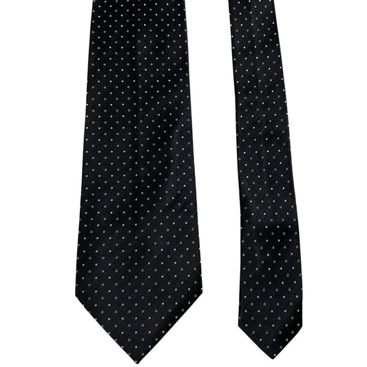 Paul Smith black and white polka dot silk tie with logo and tags attached.
