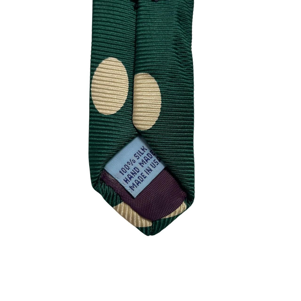 Abercrombie & Fitch cream and green silk tie with polka dot pattern.