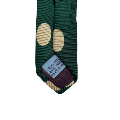 Abercrombie & Fitch cream and green silk tie with polka dot pattern.