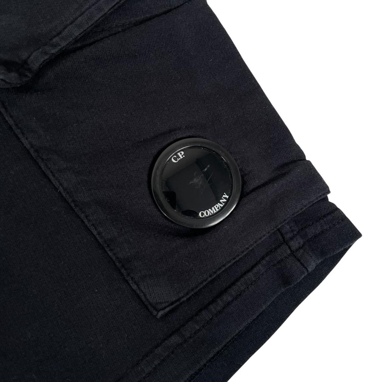 CP Company Navy Blue Cotton Micro Lens Fleece Jogger Shorts