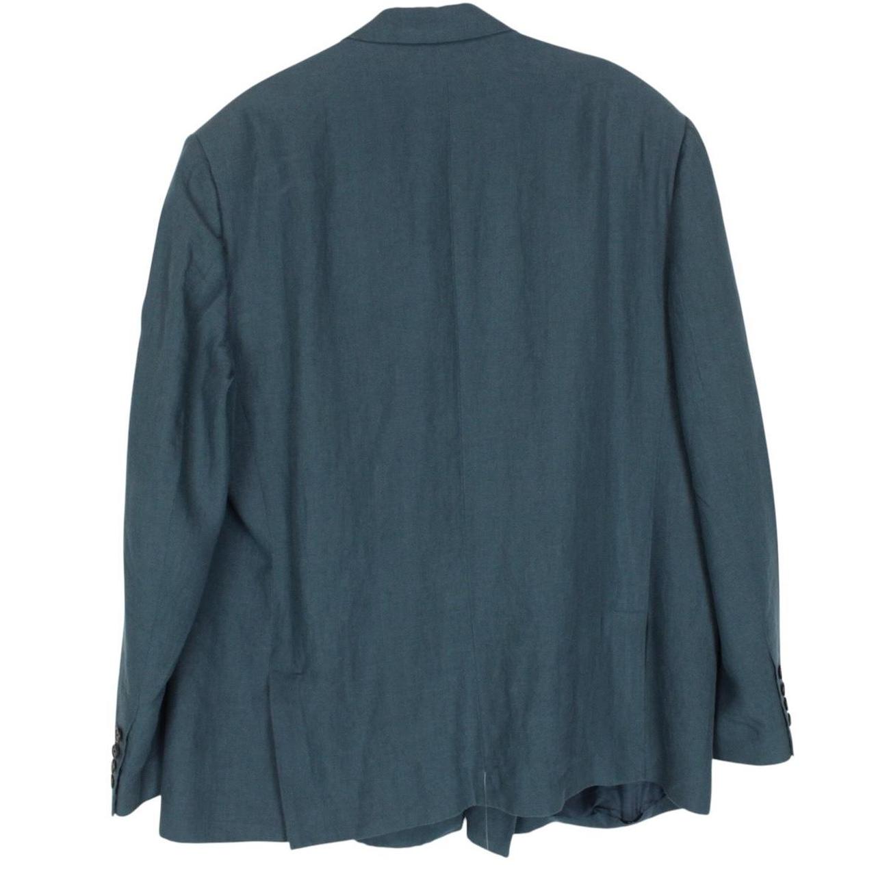 Balenciaga Teal Blue Linen Double Breasted Blazer Jacket