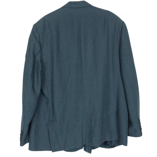 Balenciaga Teal Blue Linen Double Breasted Blazer Jacket