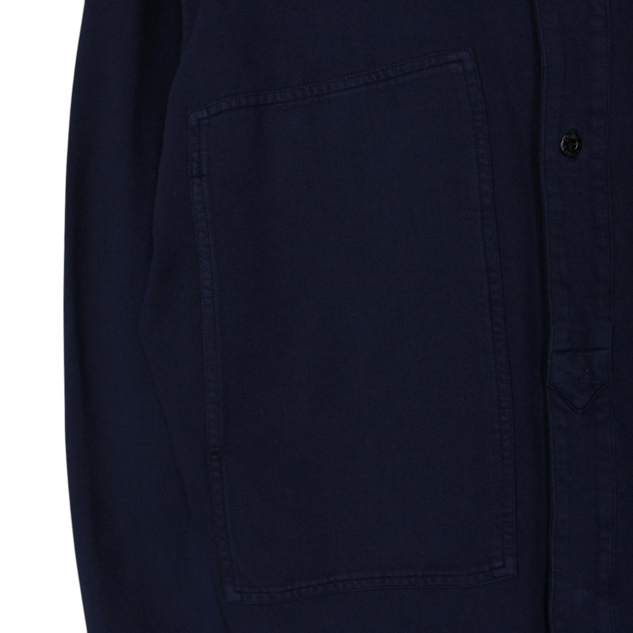 Vintage 90s Stone Island Navy Blue Green Edge Badge Cotton Overshirt
