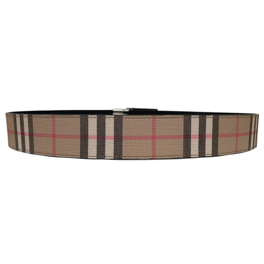 Burberry Reversible Plaque Beige and Black Buckle Nova Check Canvas Belt