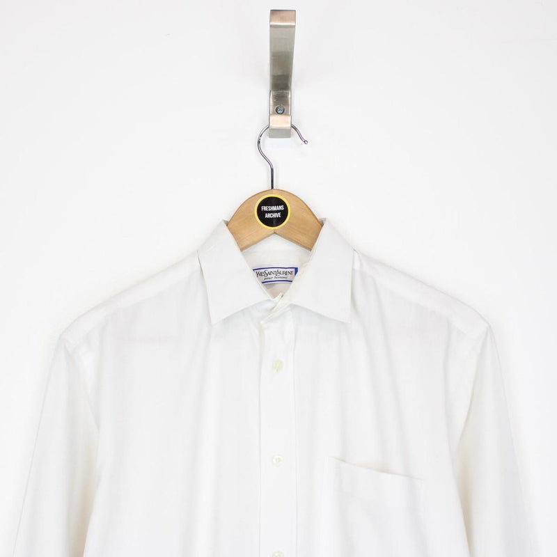 Vintage 80s Yves Saint Laurent White Long Sleeve Cotton Shirt