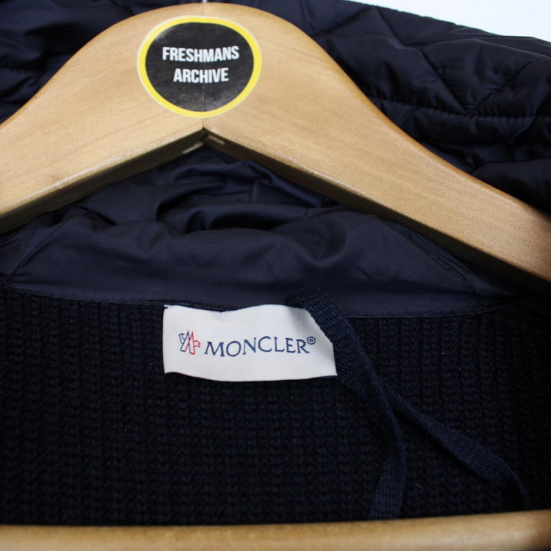 Moncler Navy Blue Full Zip Wool/Down Hooded Tricot Cardigan Jacket