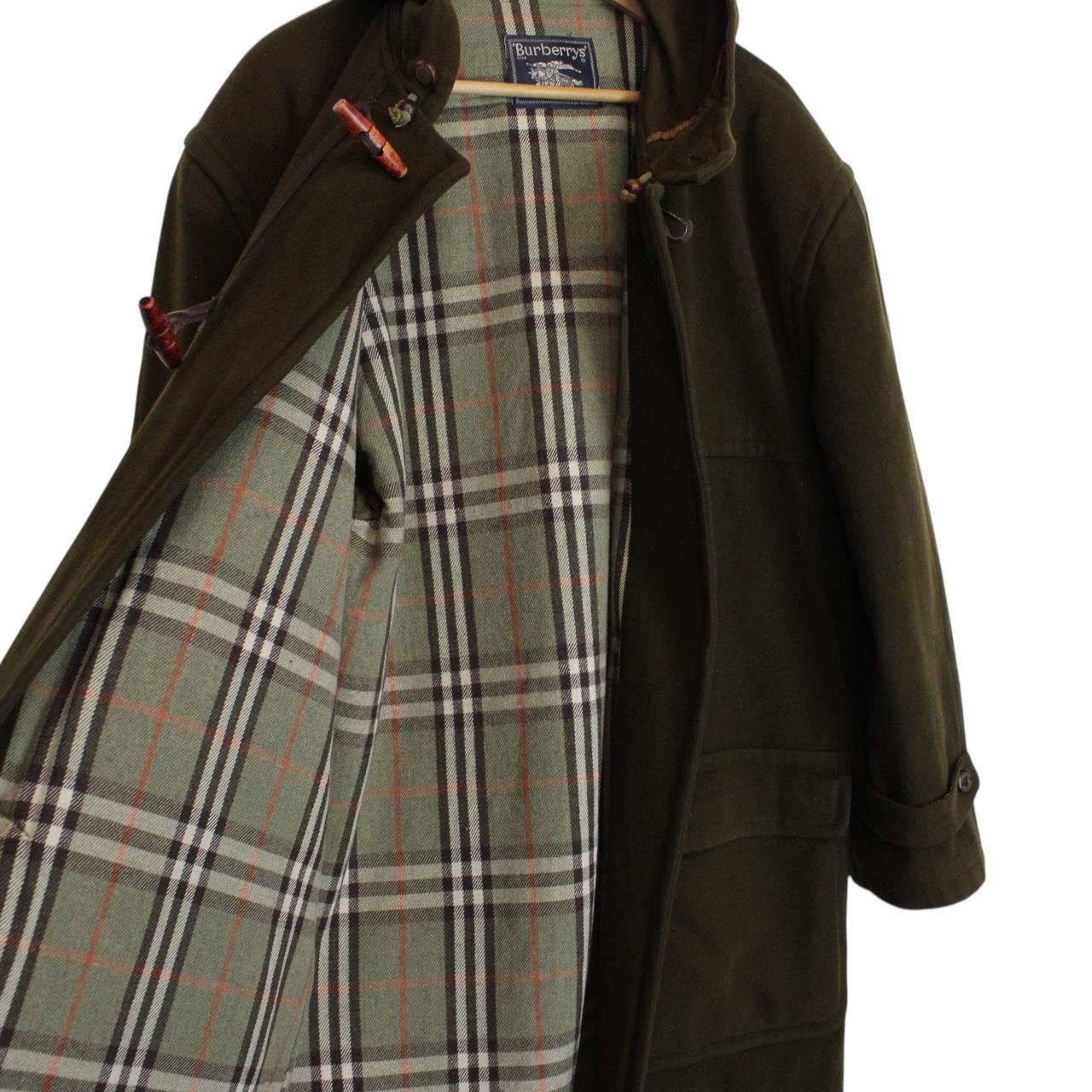 Vintage 80s Burberry Khaki Green Nova Check Wool Duffle Coat