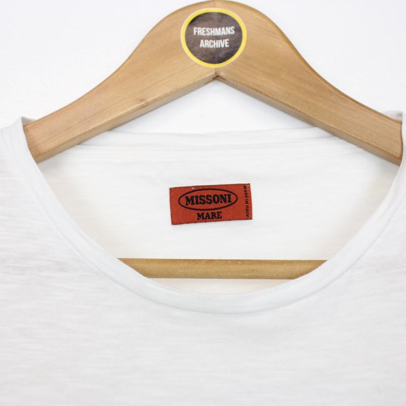 Missoni White and Multicoloured Zigzag Print Short Sleeve Cotton T-Shirt