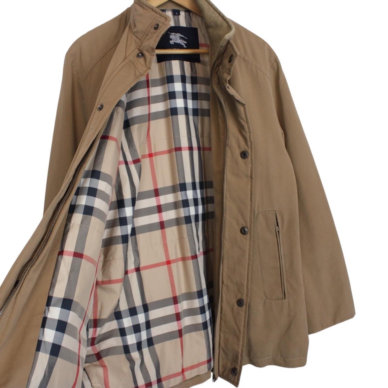 Vintage Burberry London Tan Brown Full Zip Cotton Blend Jacket