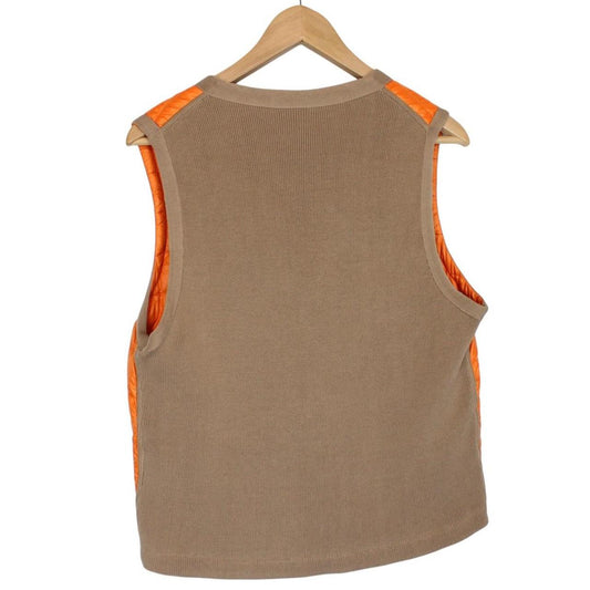 Moncler Orange and Brown Nylon/Cotton Down Maglia Tricot Gilet
