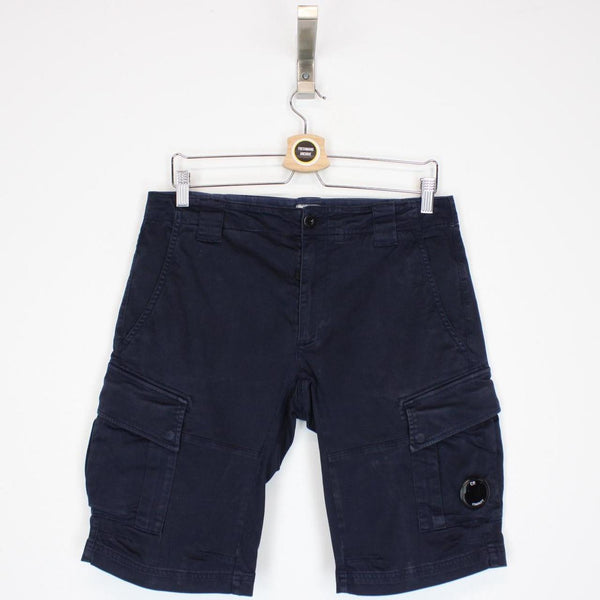 CP Company Navy Blue Cotton Lens Cargo Shorts