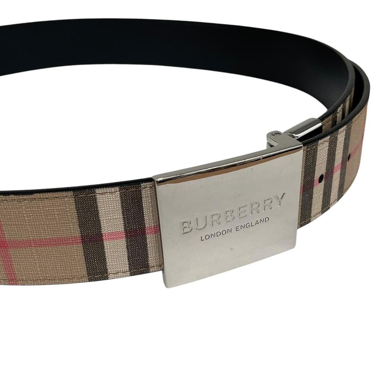 Burberry Reversible Plaque Beige and Black Buckle Nova Check Canvas Belt