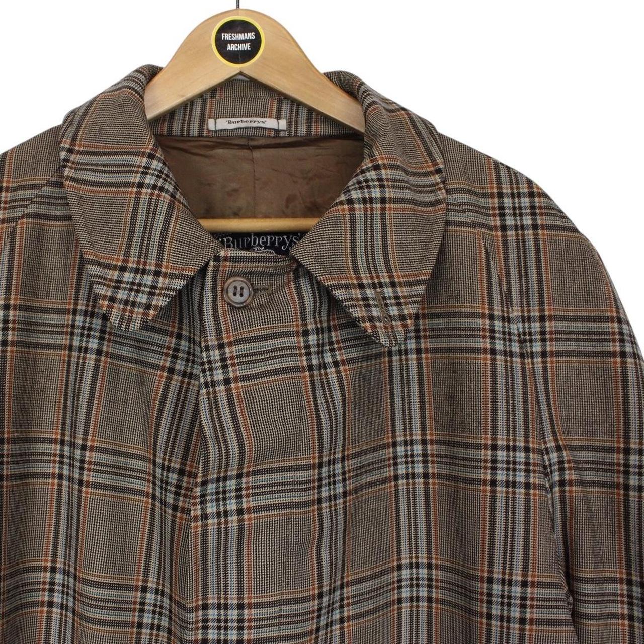 Vintage 90s Burberry Multicoloured Checked Virgin Wool Coat