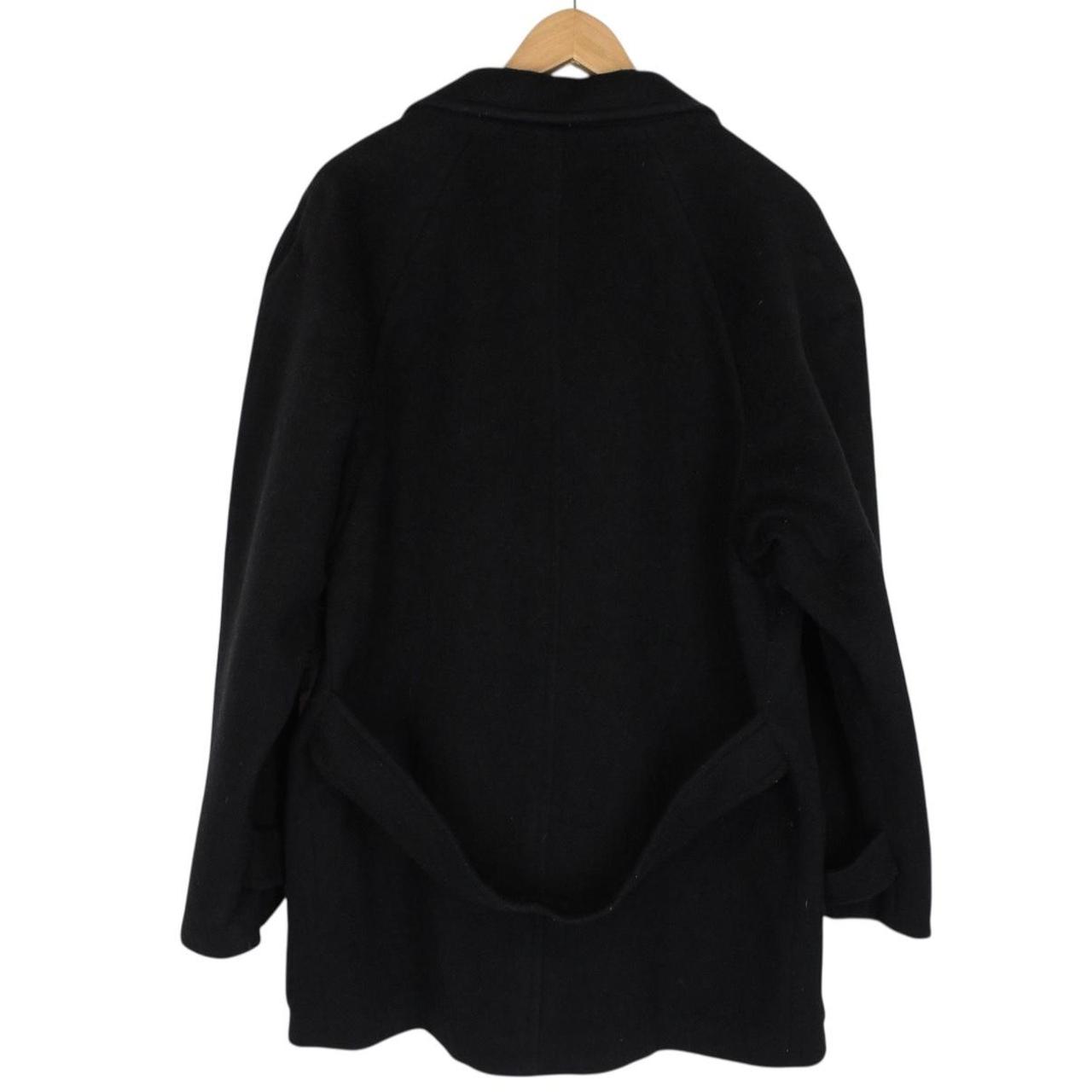 Vintage 90s Christian Dior Black Cashmere Wool Blend Double Breasted Coat