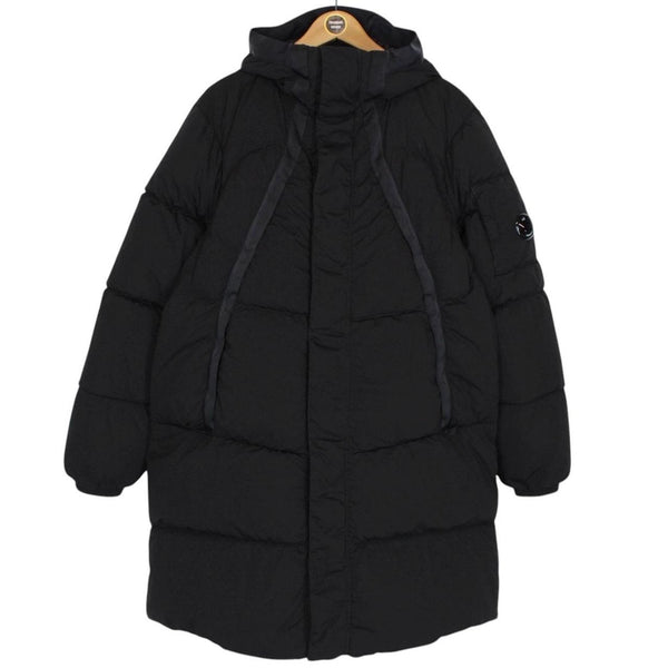 CP Company Black Nycra-R Full Zip Lens Down Hooded Puffer Coat