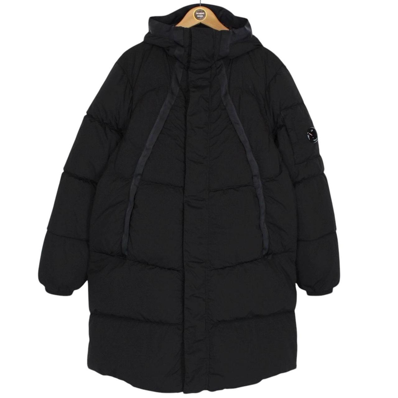 CP Company Black Nycra-R Full Zip Lens Down Hooded Puffer Coat