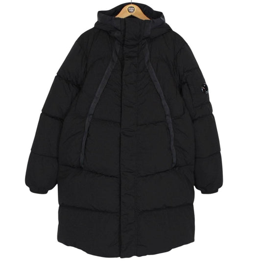 CP Company Black Nycra-R Full Zip Lens Down Hooded Puffer Coat