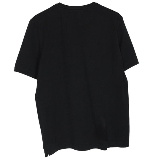 Fendi black cotton t-shirt with red Bag Bug eyes graphic and pocket detail.