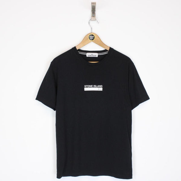 Stone Island SS 2021 Black and White Small Logo Print Short Sleeve T-Shirt