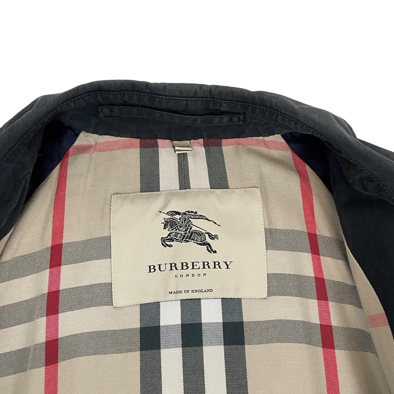 Burberry London Black Nova Check Single Breasted Cotton Trench Coat
