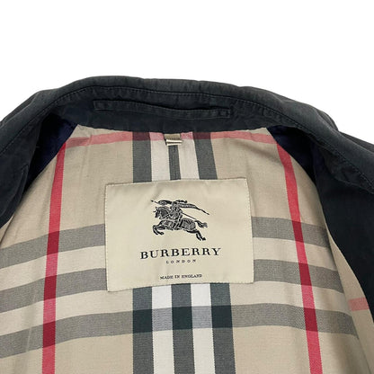 Burberry London Black Nova Check Single Breasted Cotton Trench Coat