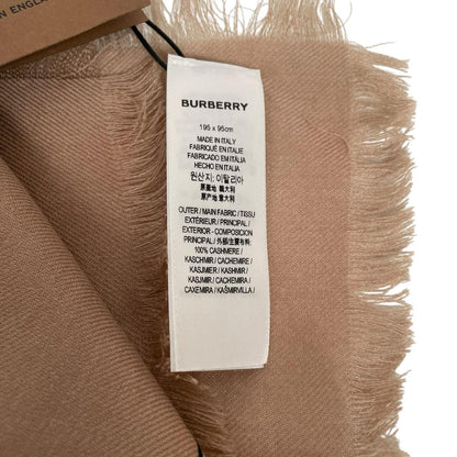 Burberry cashmere shawl scarf tan brown and beige TB monogram pattern.