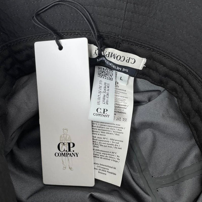 CP Company Metropolis Black Gore-Tex Infinium Logo Print Bucket Hat