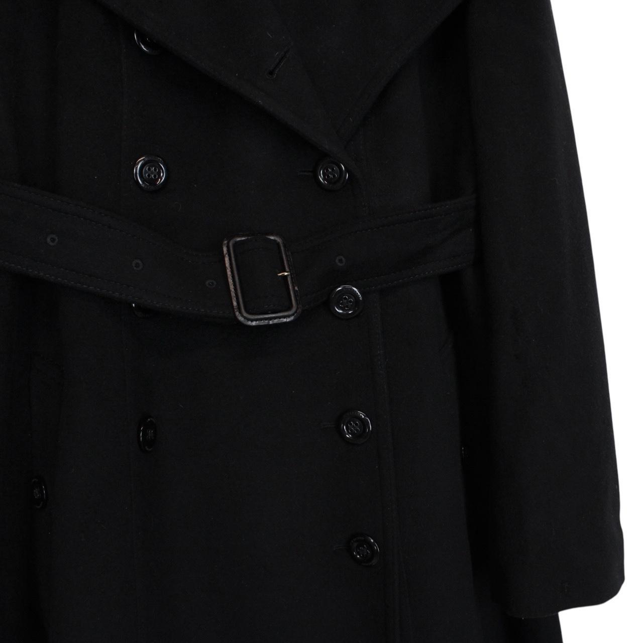 Burberry Black Nova Check Double Breasted Belted Cashmere Wool Trench Coat