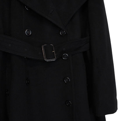 Burberry Black Nova Check Double Breasted Belted Cashmere Wool Trench Coat