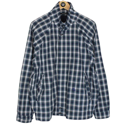 Vintage 90s Burberry Navy Blue Check Cotton Harrington Jacket