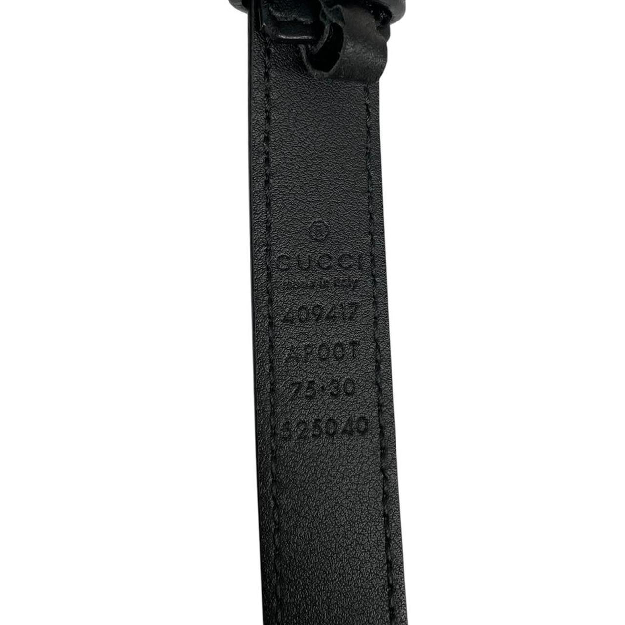 Gucci Black and Gold Marmont Thin Leather Belt with GG Buckle