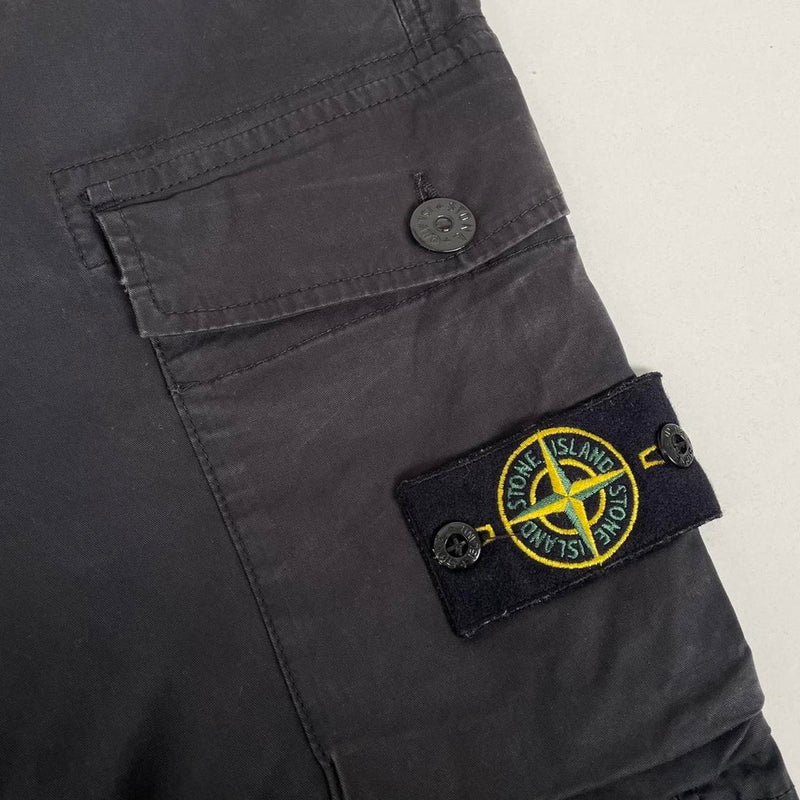 Stone Island AW 2021 Black Slim Fit 3/4 Capri Style Cargo Trousers