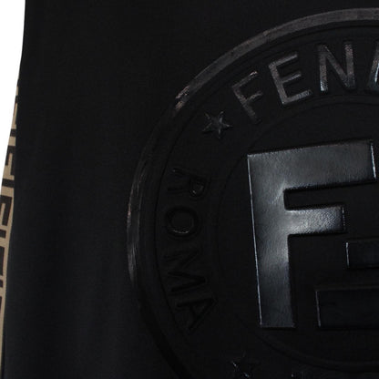 Fendi black sweatshirt featuring Zucca monogram pattern and logo print.