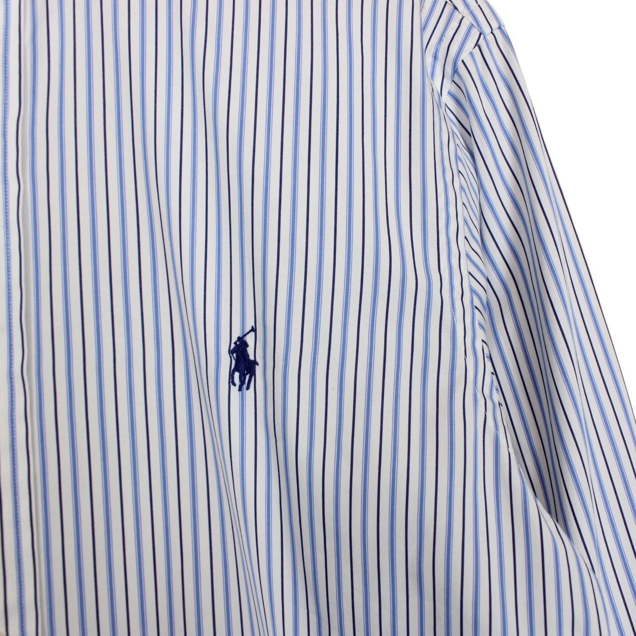 Polo Ralph Lauren White and Blue Striped Long Sleeve Cotton Shirt