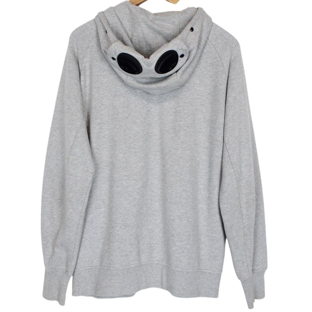 CP Company Grey Cotton Full Zip Goggle Hoodie Jumper