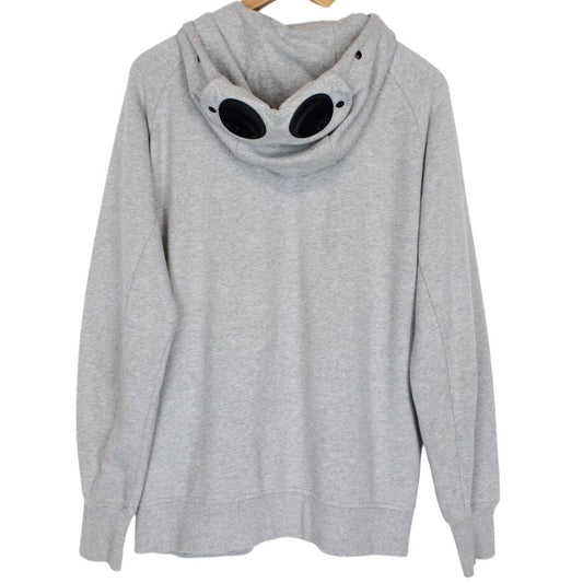 CP Company Grey Cotton Full Zip Goggle Hoodie Jumper