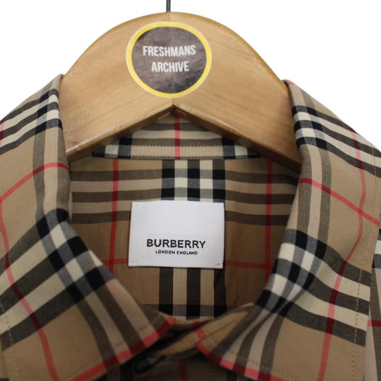 Burberry Tan Brown Nova Check Short Sleeve Poplin Cotton Shirt
