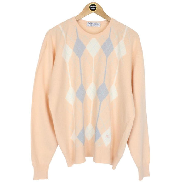 Vintage 90s Burberry Peach Argyle Lambswool Knit Jumper