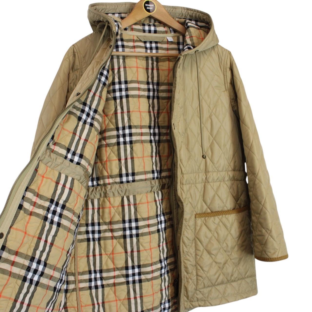 Burberry London Beige Nova Check Devon Quilted Parka Coat