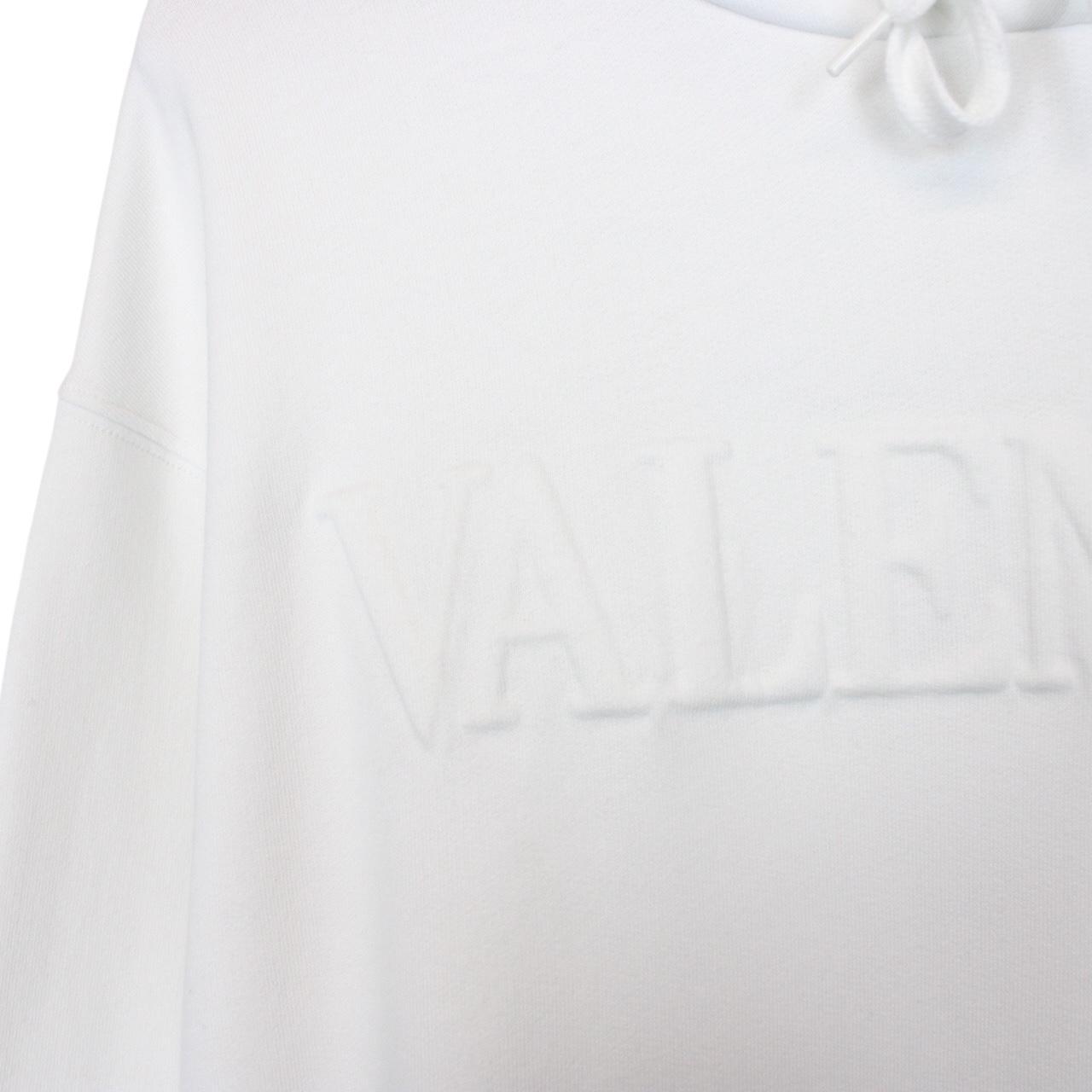 Valentino White Embossed Logo Oversized Hoodie Jumper