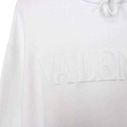 Valentino White Embossed Logo Oversized Hoodie Jumper