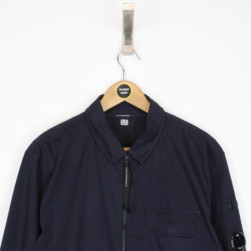 CP Company Navy Blue Full Zip Goggle Overshirt Jacket