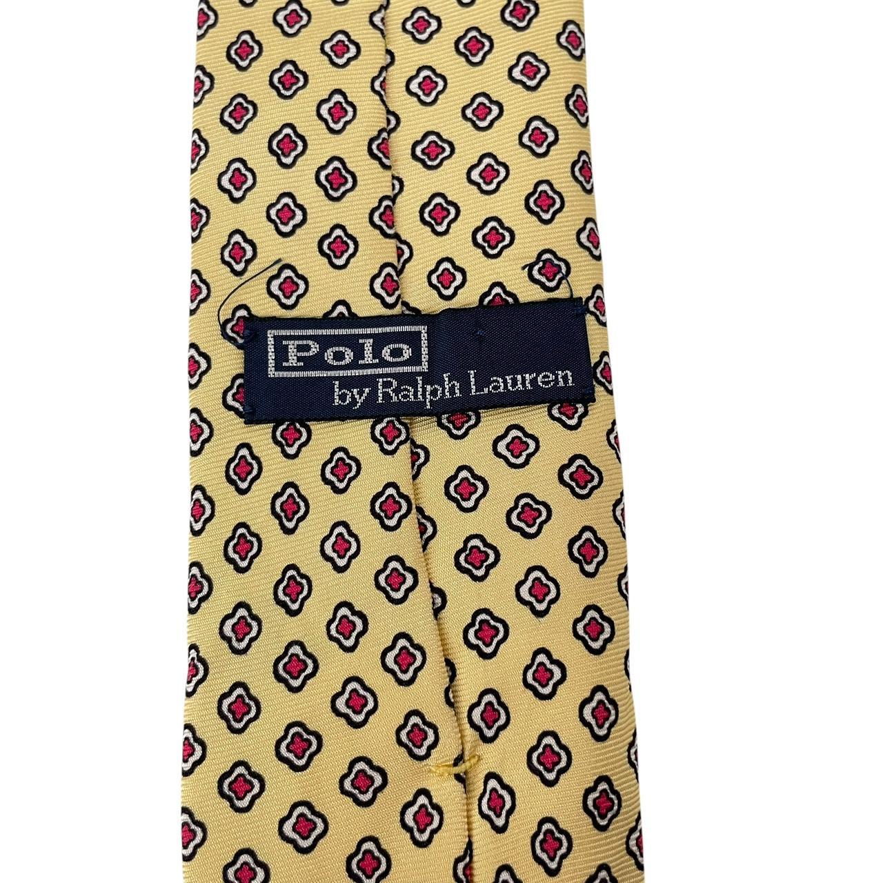 Vintage Polo Ralph Lauren Yellow Geometric Print Silk Tie