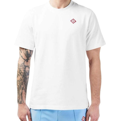 Casablanca white short sleeve t-shirt with classic diamond logo, made of cotton.