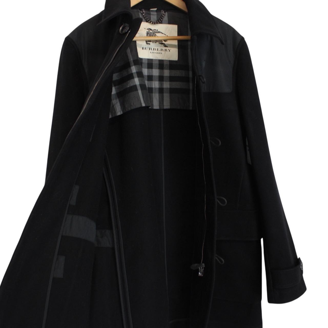 Burberry Black Nova Check Lined Wool Duffle Coat