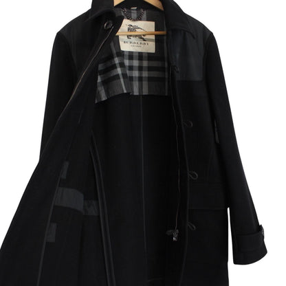 Burberry Black Nova Check Lined Wool Duffle Coat